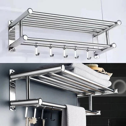 Towel Rack Wall-Mounted Stainless Steel Space-Saving
