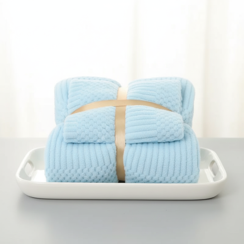 Towel Set Coral Fleece Soft & Absorbent 2-Piece