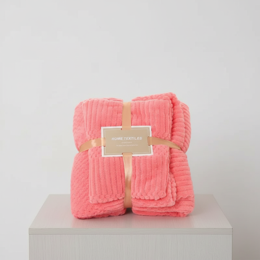 Towel Set Coral Fleece Soft & Absorbent 2-Piece