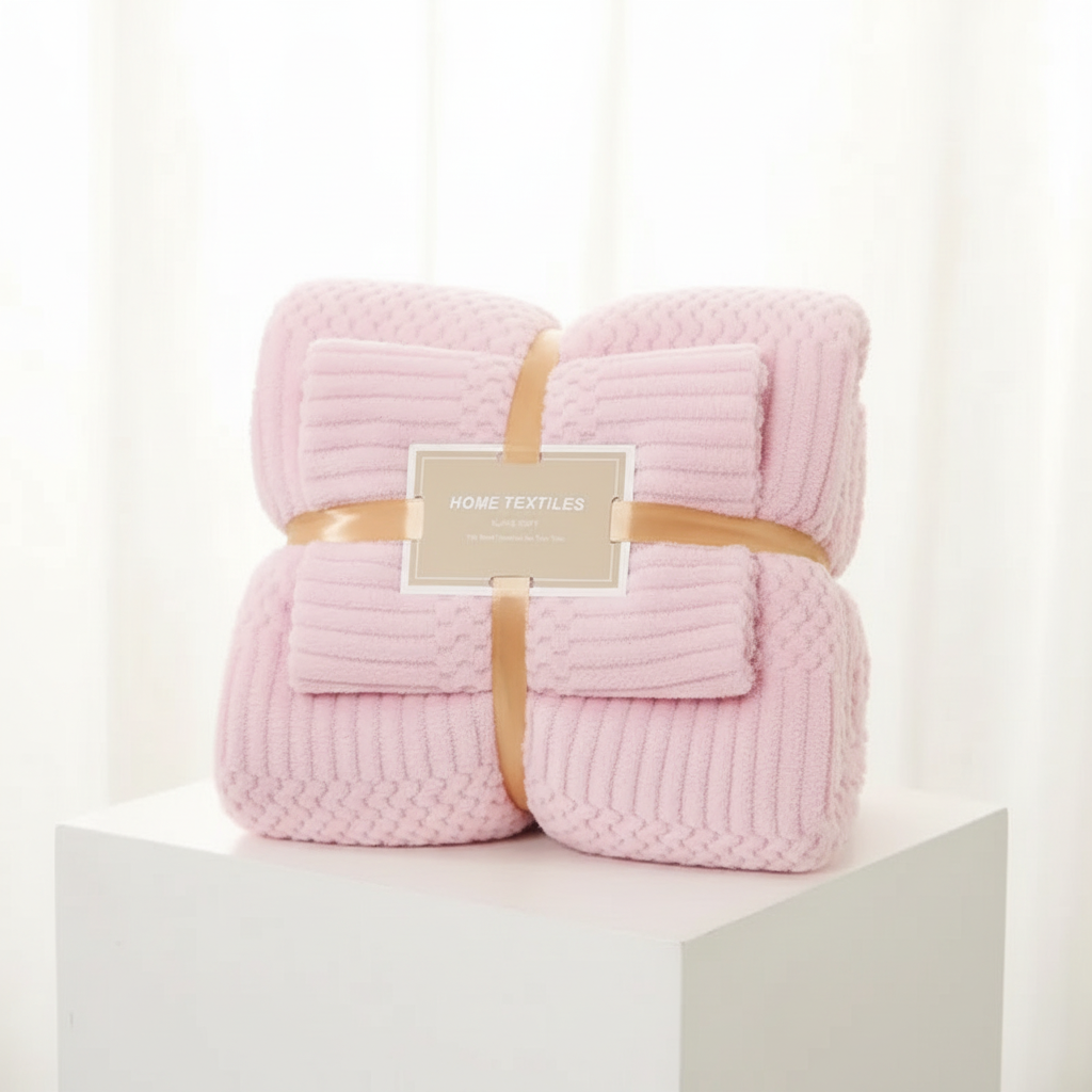 Towel Set Coral Fleece Soft & Absorbent 2-Piece