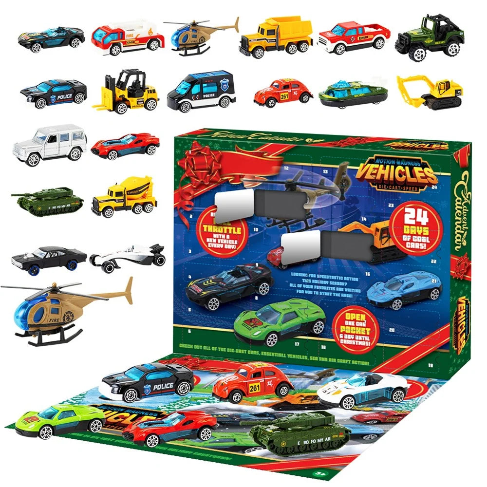 Toy Vehicle Advent Calendar 24 Mini Vehicles Moving Parts