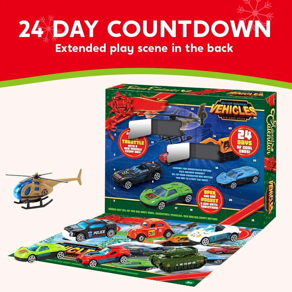 Toy Vehicle Advent Calendar 24 Mini Vehicles Moving Parts