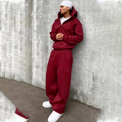 Tracksuit Set Cotton Blend Fleece Lined Relaxed Fit
