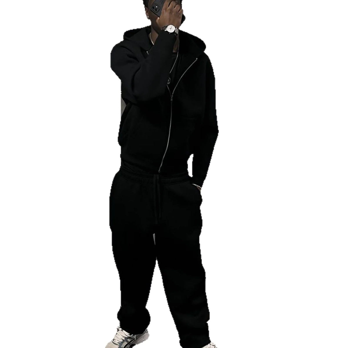 Tracksuit Set Cotton Blend Fleece Lined Relaxed Fit