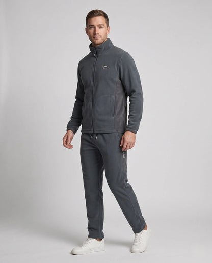 Tracksuit Set Fleece-Lined Full-Zip Jacket Tapered Joggers