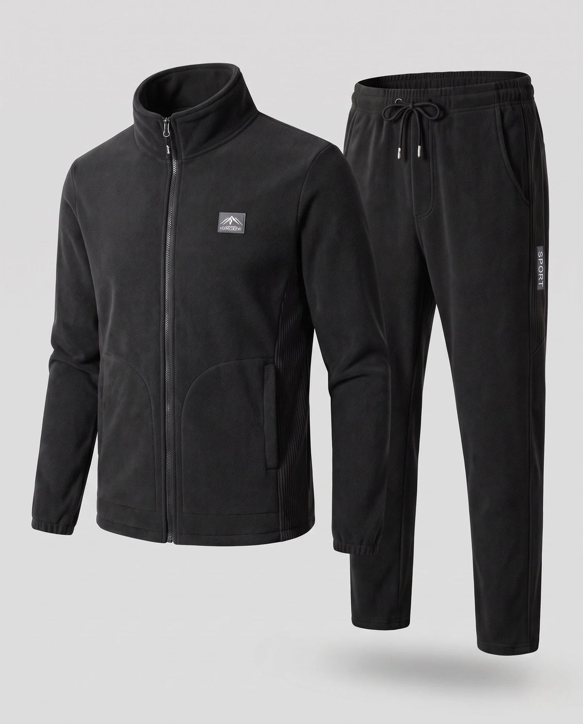 Tracksuit Set Fleece-Lined Full-Zip Jacket Tapered Joggers