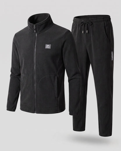 Tracksuit Set Fleece-Lined Full-Zip Jacket Tapered Joggers