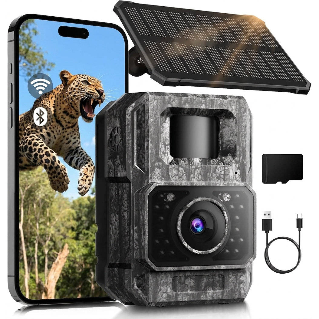 Trail Camera 4K Ultra HD Solar-Powered Night Vision