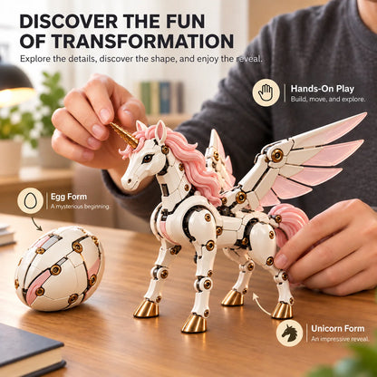 Transforming Unicorn Figure Egg to Winged Unicorn 2-in-1 Mechanism