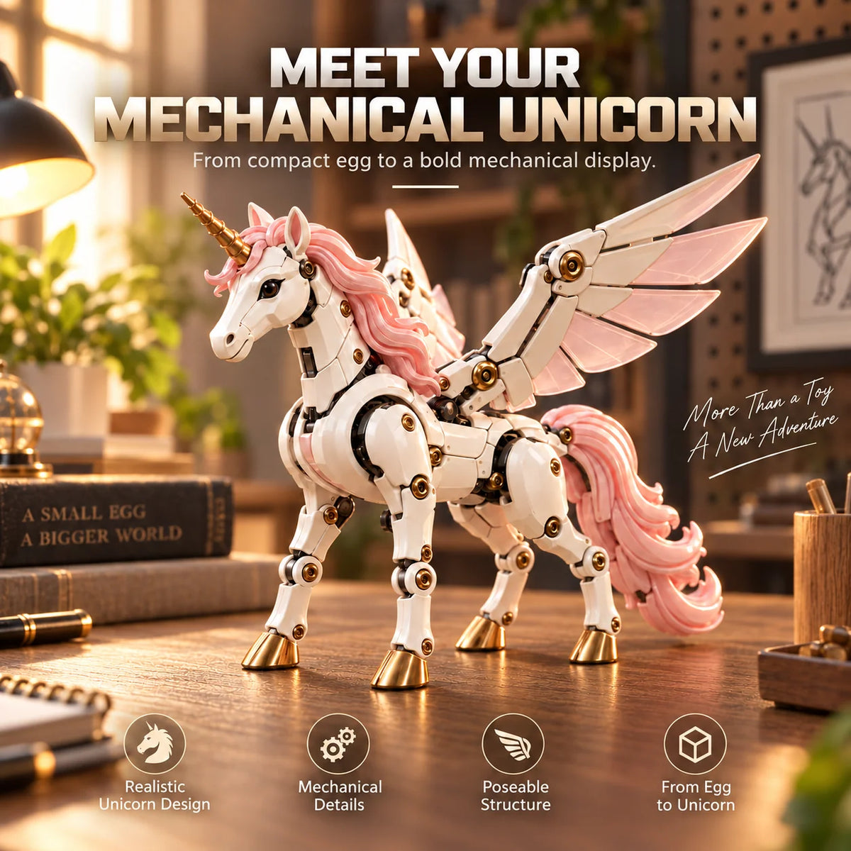 Transforming Unicorn Figure Egg to Winged Unicorn 2-in-1 Mechanism