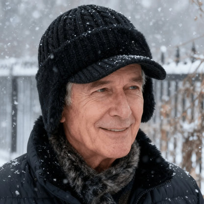 Trapper Hat Fleece-Lined Knit With Ear Flaps