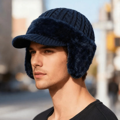 Trapper Hat Fleece-Lined Knit With Ear Flaps