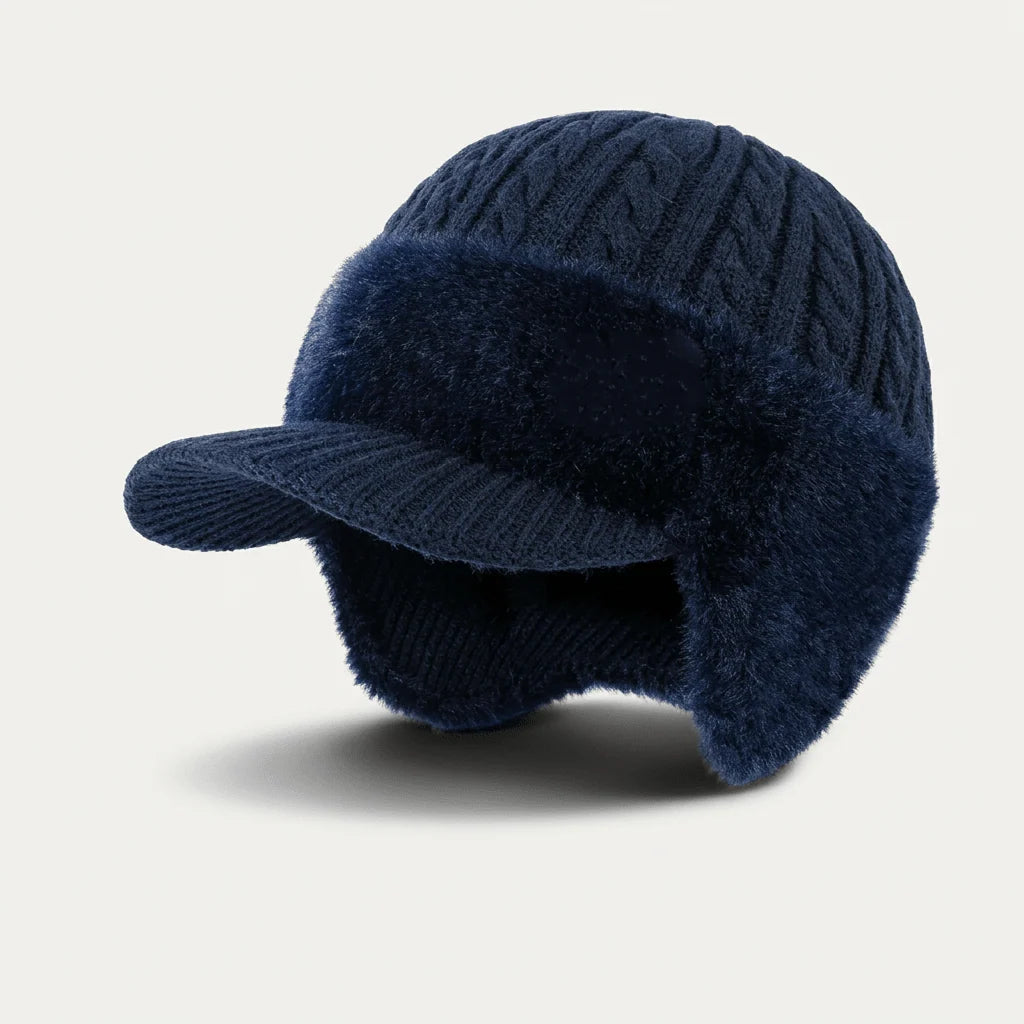 Trapper Hat Fleece-Lined Knit With Ear Flaps