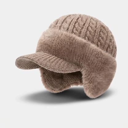 Trapper Hat Fleece-Lined Knit With Ear Flaps