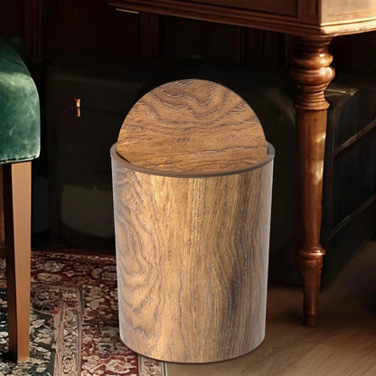 Trash Can Swing Lid Quiet Wood-Grain Finish