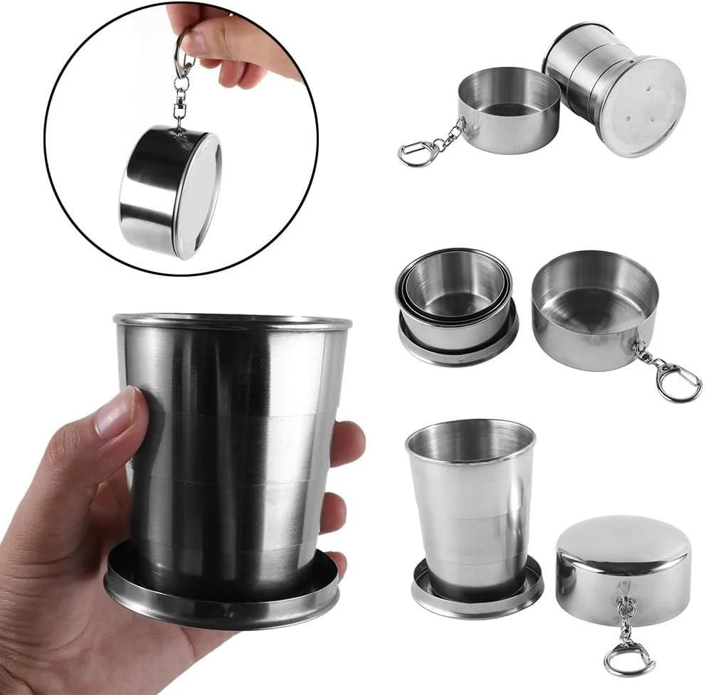 Travel Cup Foldable Stainless Steel Set of 3