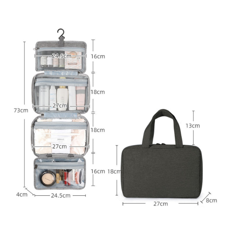 Travel Hanging Toiletry Bag Water-Repellent Oxford Fabric Four Compartments
