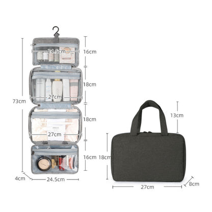 Travel Hanging Toiletry Bag Water-Repellent Oxford Fabric Four Compartments
