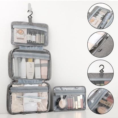 Travel Hanging Toiletry Bag Water-Repellent Oxford Fabric Four Compartments