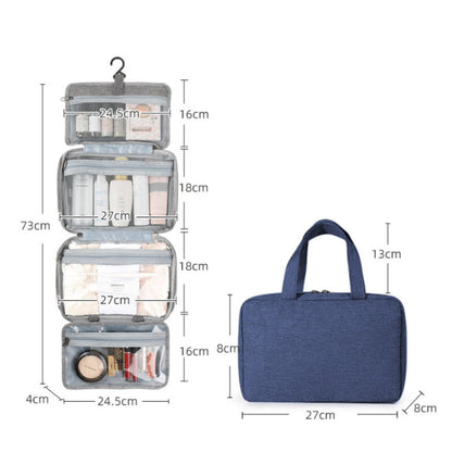 Travel Hanging Toiletry Bag Water-Repellent Oxford Fabric Four Compartments