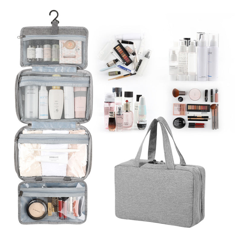 Travel Hanging Toiletry Bag Water-Repellent Oxford Fabric Four Compartments