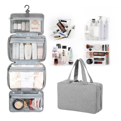 Travel Hanging Toiletry Bag Water-Repellent Oxford Fabric Four Compartments