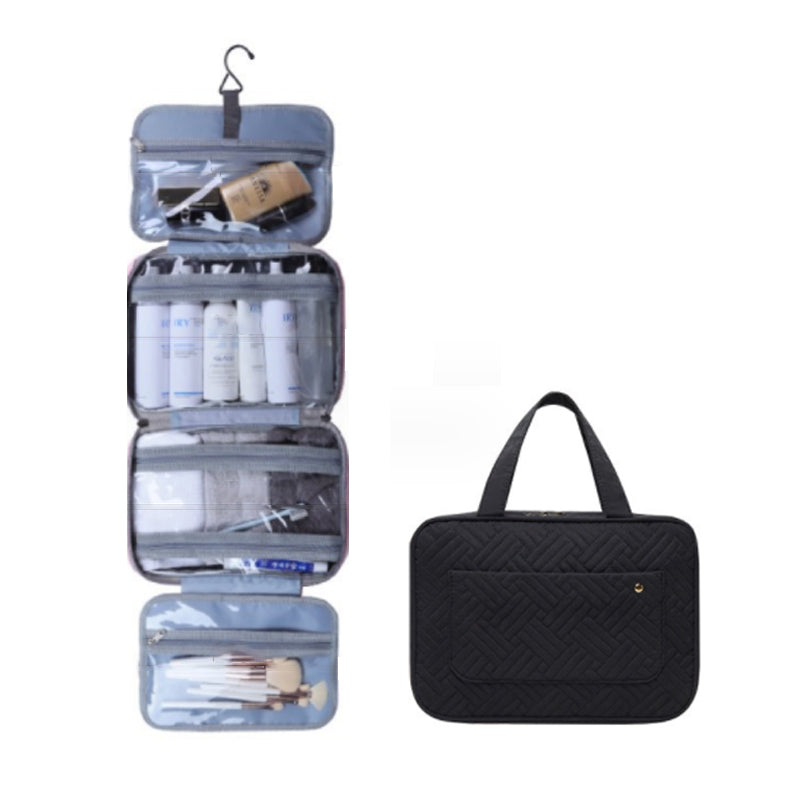 Travel Hanging Toiletry Bag Water-Repellent Oxford Fabric Four Compartments