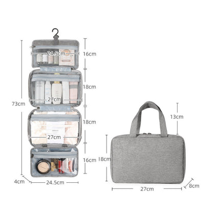 Travel Hanging Toiletry Bag Water-Repellent Oxford Fabric Four Compartments