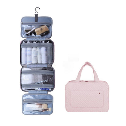 Travel Hanging Toiletry Bag Water-Repellent Oxford Fabric Four Compartments
