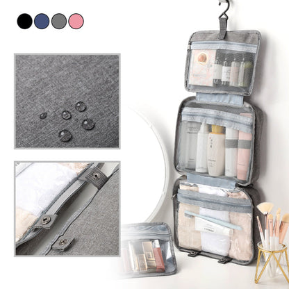 Travel Hanging Toiletry Bag Water-Repellent Oxford Fabric Four Compartments