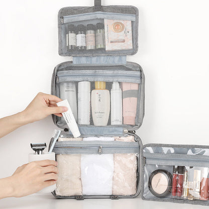 Travel Hanging Toiletry Bag Water-Repellent Oxford Fabric Four Compartments