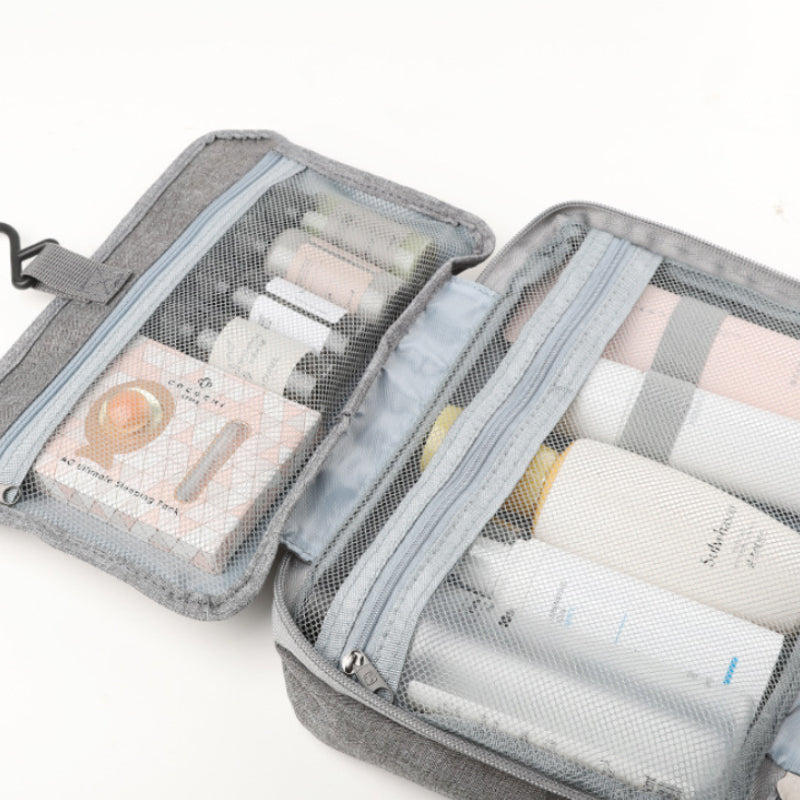Travel Hanging Toiletry Bag Water-Repellent Oxford Fabric Four Compartments