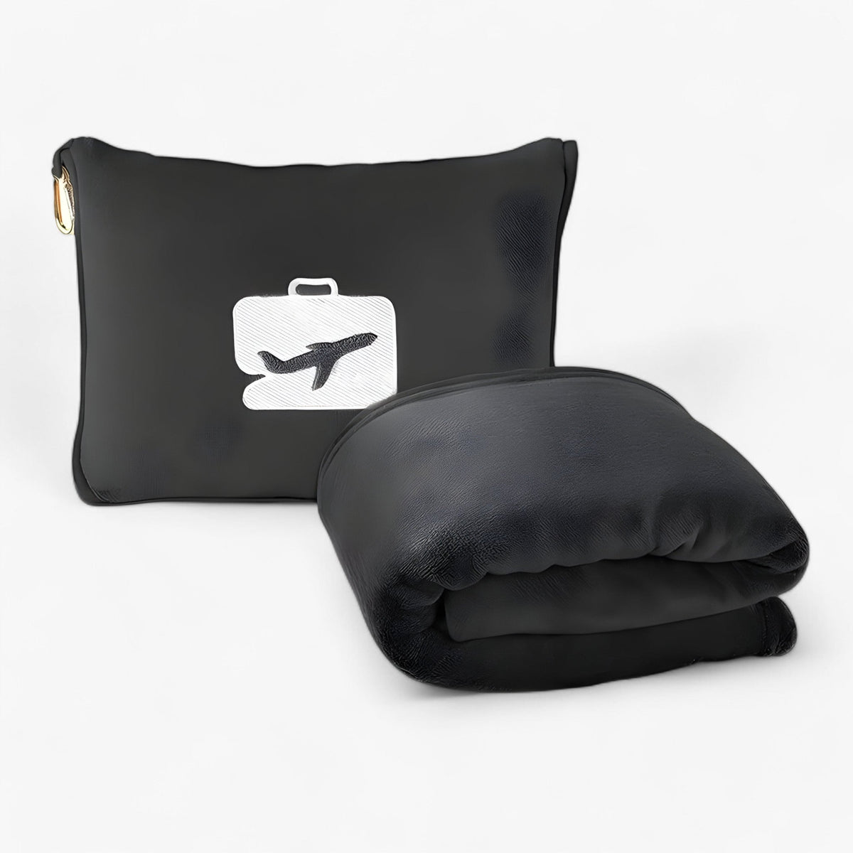 Travel Pillow & Blanket Set Ultra-Soft Plush Carabiner Bag