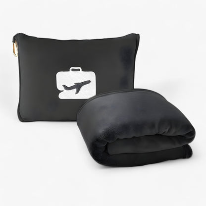 Travel Pillow & Blanket Set Ultra-Soft Plush Carabiner Bag