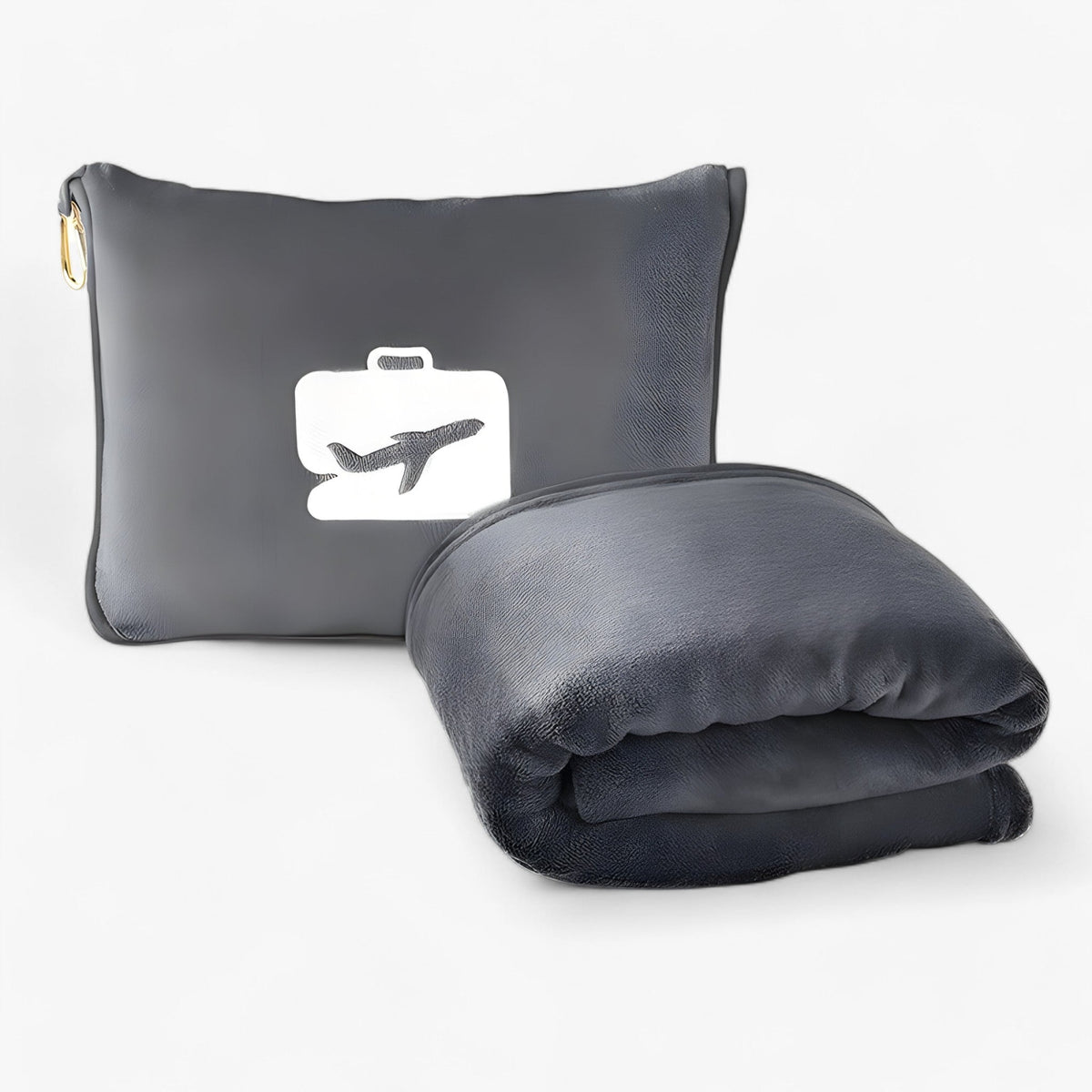 Travel Pillow & Blanket Set Ultra-Soft Plush Carabiner Bag