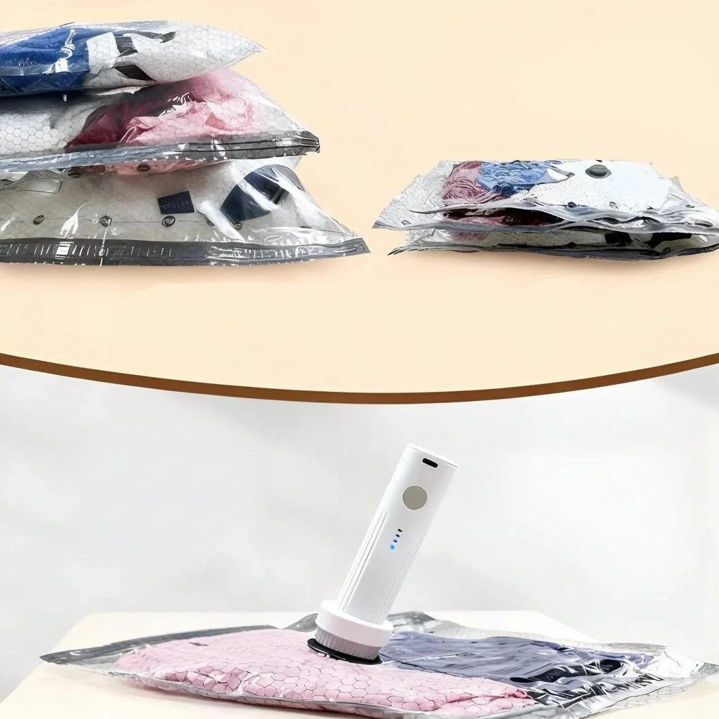 Travel Vacuum Storage Bag Set Rechargeable Pump 15 Bags