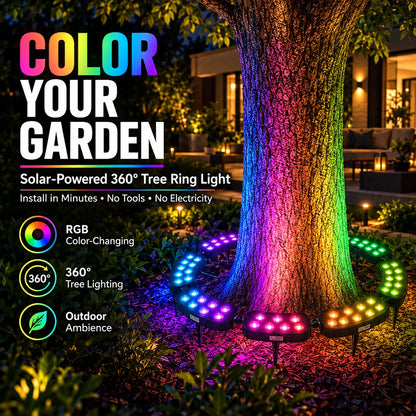 Tree Ring Light Solar-Powered RGB Color-Changing Modular 360-Degree