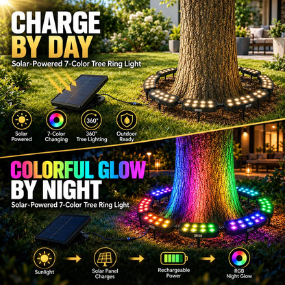 Tree Ring Light Solar-Powered RGB Color-Changing Modular 360-Degree