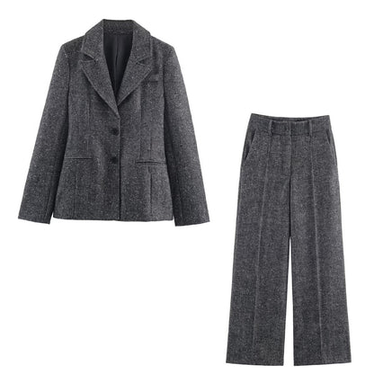 Trousers High-Waist Wide-Leg Pleated With Pockets