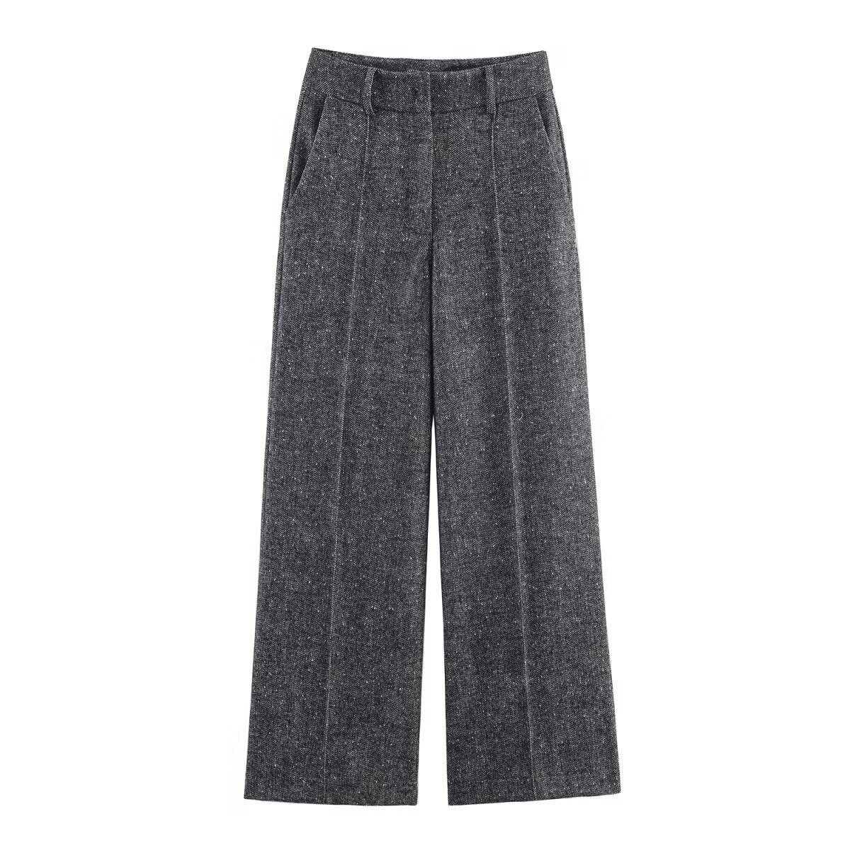 Trousers High-Waist Wide-Leg Pleated With Pockets