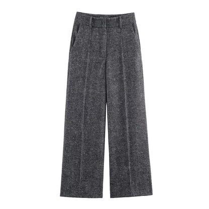 Trousers High-Waist Wide-Leg Pleated With Pockets