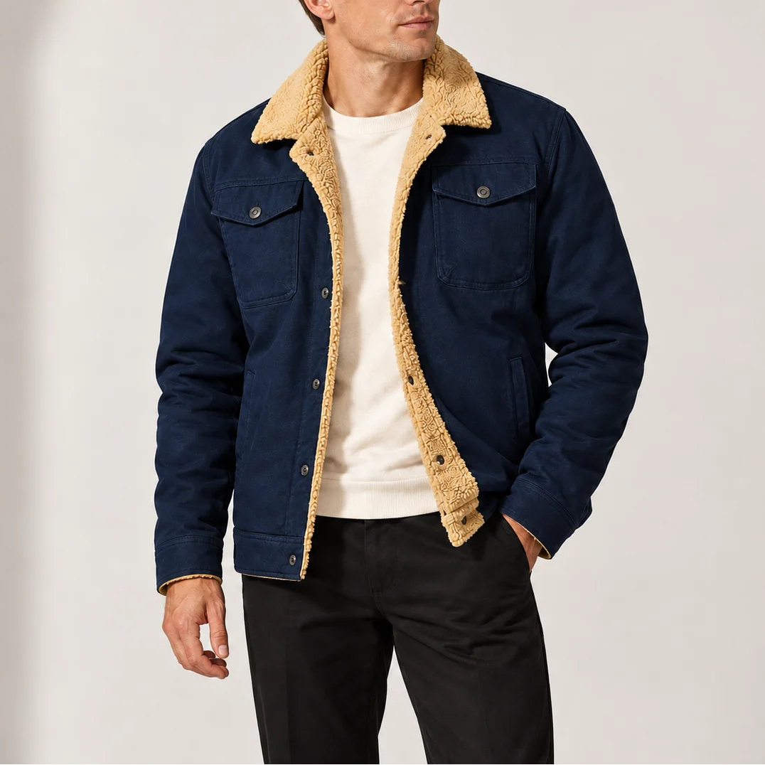 Trucker Jacket Sherpa Lined Fleece Collar Chest Pockets