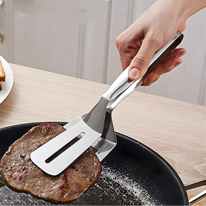 Turner Tongs 2-in-1 Slotted Stainless Steel