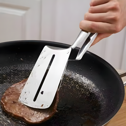 Turner Tongs 2-in-1 Slotted Stainless Steel