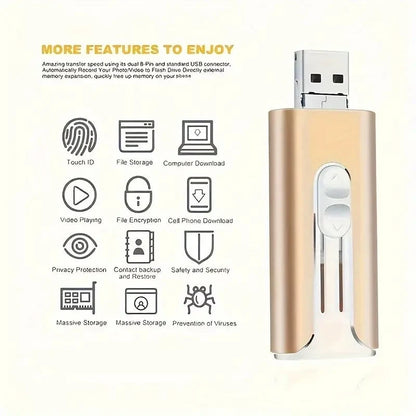 USB Flash Drive 4-in-1 Multi-Connector USB 3.0 Up to 256GB