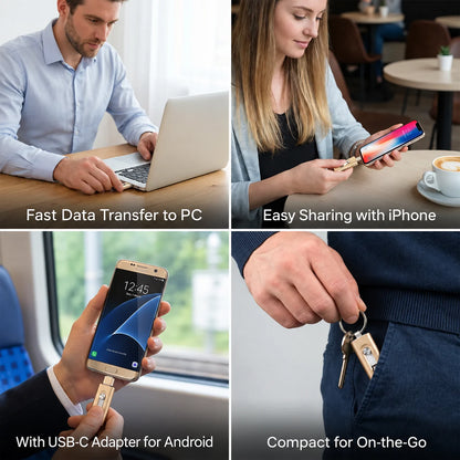 USB Flash Drive USB 3.0 Type-C OTG Adapter Foldable Metal Casing