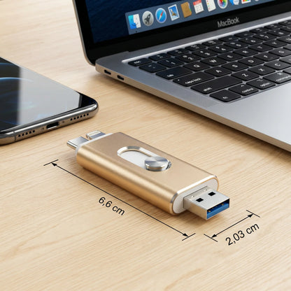 USB Flash Drive USB 3.0 Type-C OTG Adapter Foldable Metal Casing