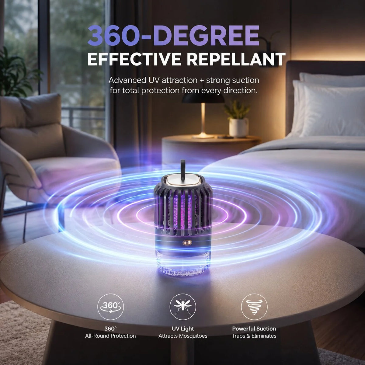 UV Mosquito Trap Rechargeable 12-Hour Chemical-Free