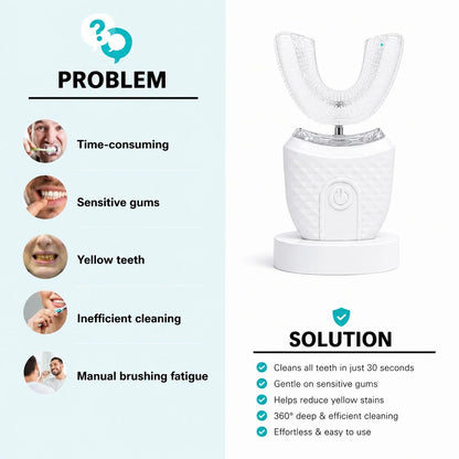 Ultrasonic Electric Toothbrush U-Shaped 360 Degree USB Rechargeable