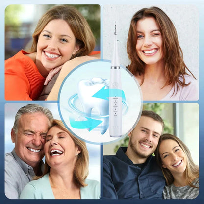 Ultrasonic Tooth Cleaner Adjustable 5-Level Power 3 Interchangeable Heads